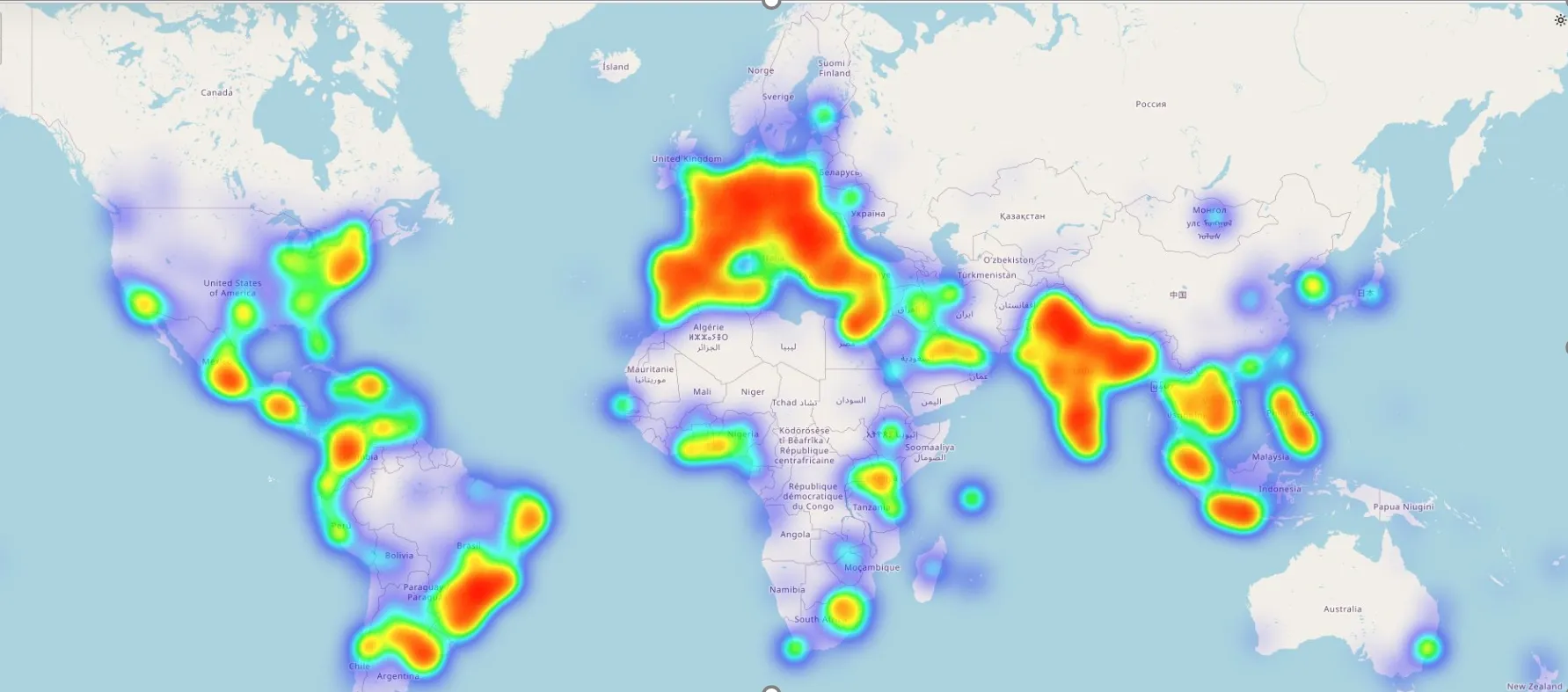 Distribución geográfica de dispositivos infectados en la muestra analizada